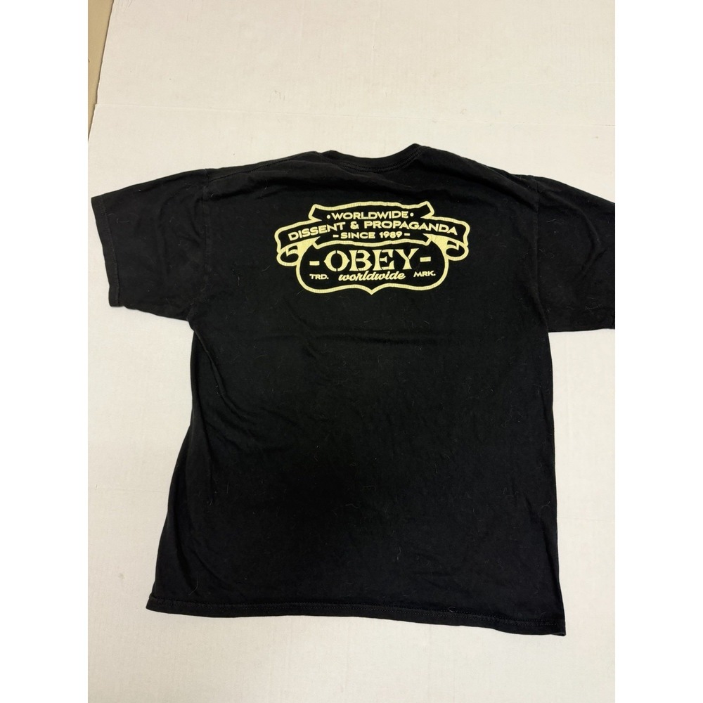 Obey worldwide black‎ graphic tee, men's large ss t-shirt